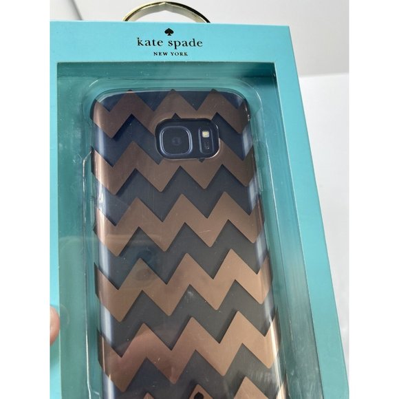 Kate Spade Samsung S7 Edge Case Hardshell Cover Chevron Rose Gold Clear - Picture 6 of 6